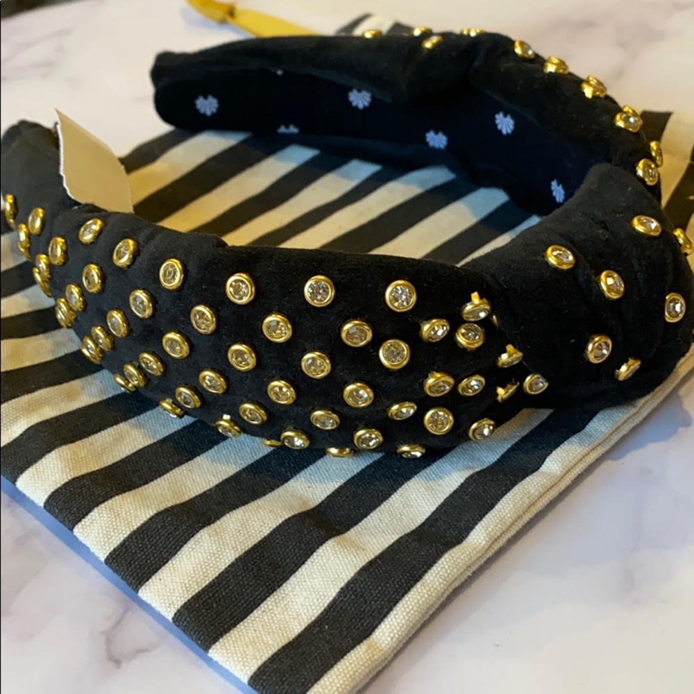 Lele Sadoughi Crystal Embellished Velvet Headband